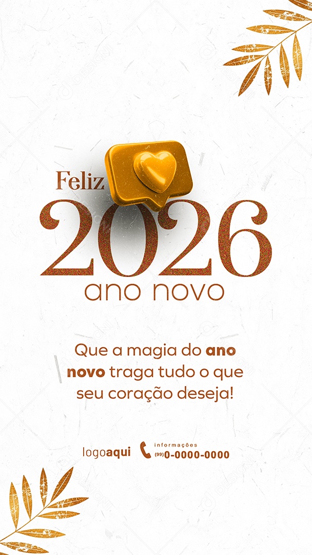 Story Feliz Ano Novo 2026 01 de Janeiro Social Media PSD Editável