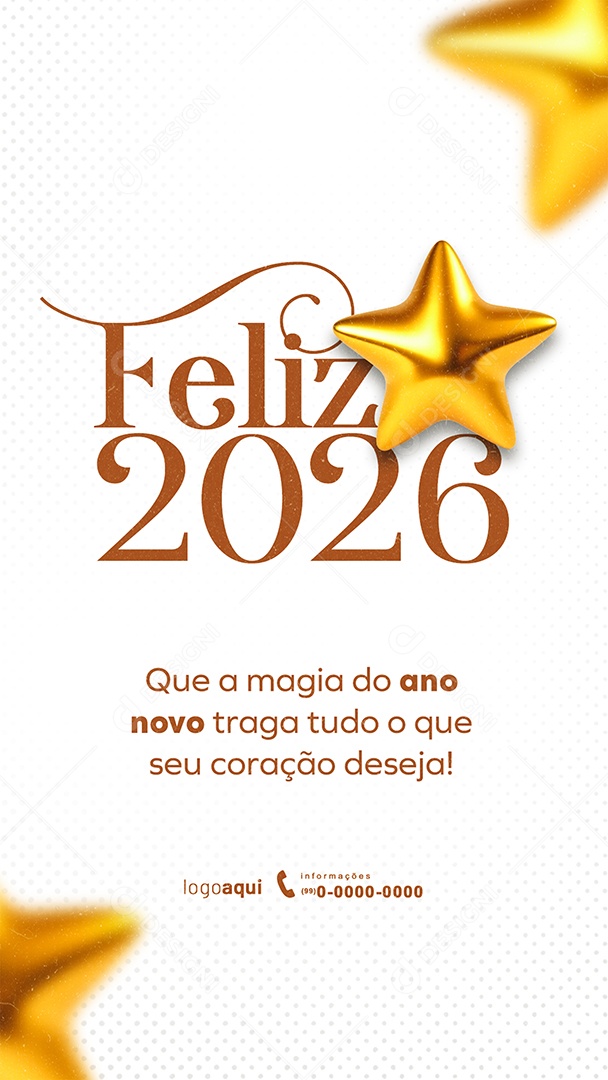 Story Feliz Ano Novo 2026 01 de Janeiro Social Media PSD Editável