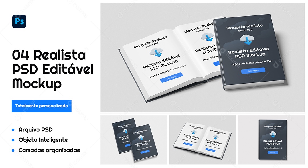 Modelo de Mockup de Livro A4 PSD Editável