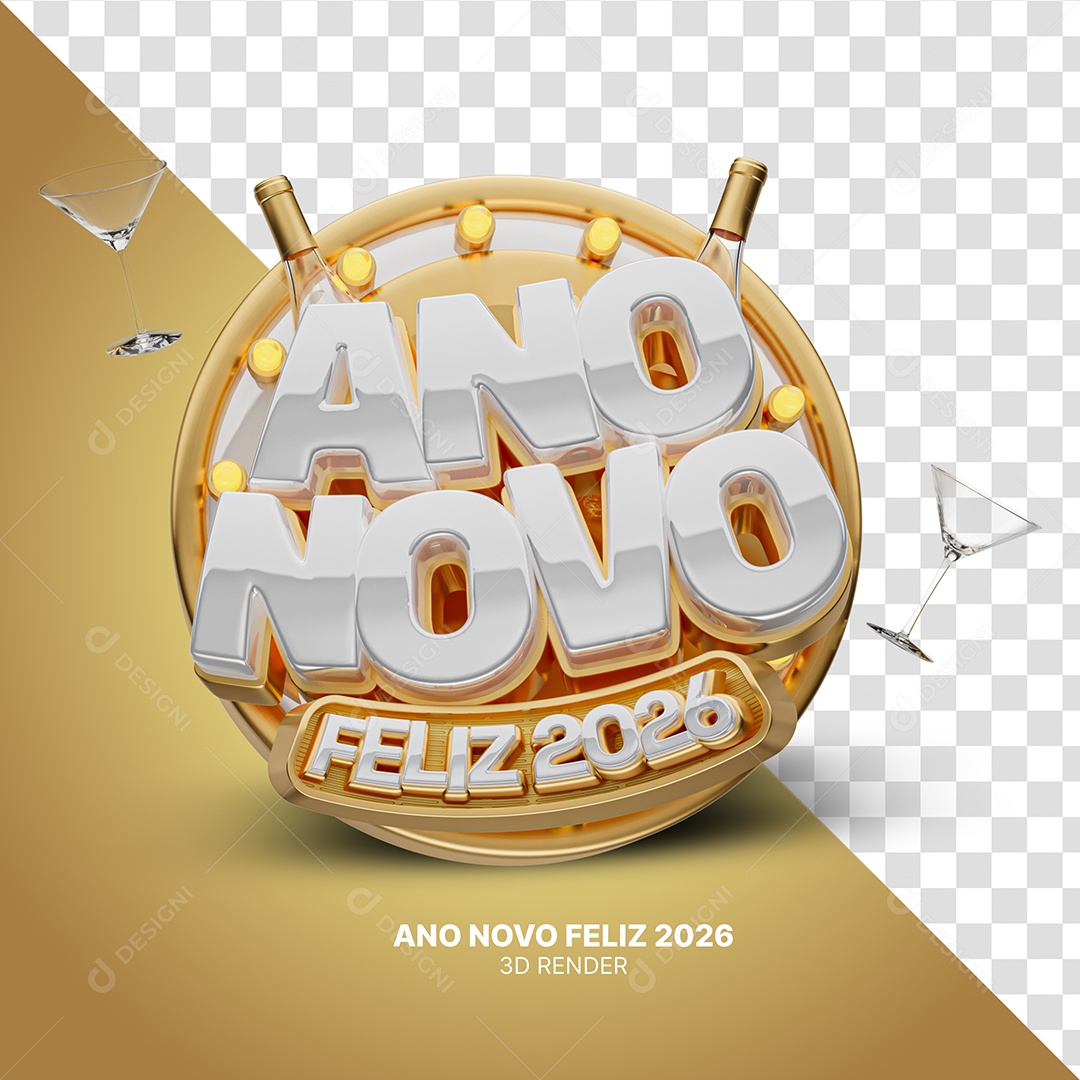 Ano Novo Imbatível Selo 3D para Composição PSD