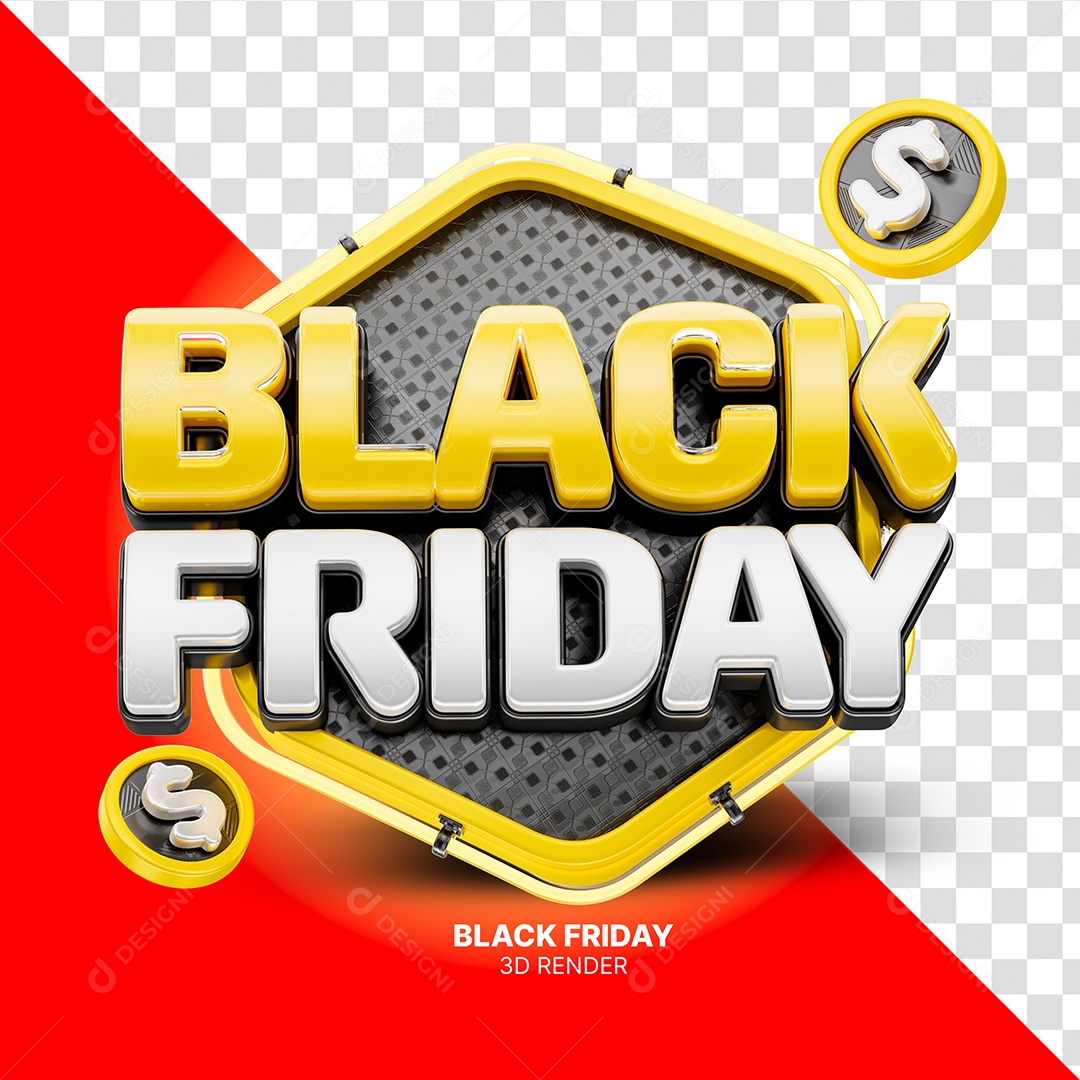 Black Friday Selo 3D para Composição PSD