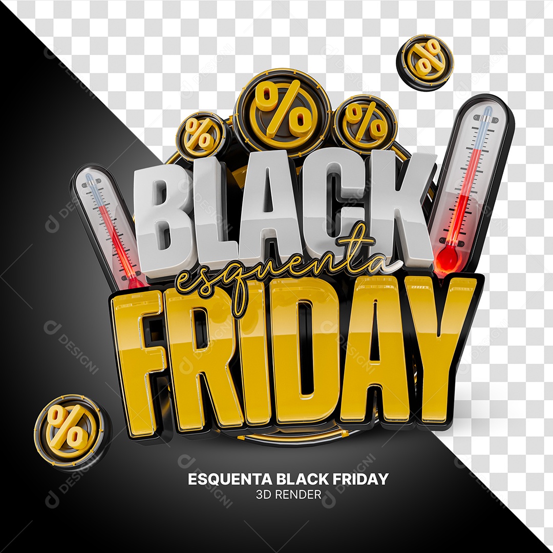 Esquenta Black Friday Selo 3D para Composição PSD