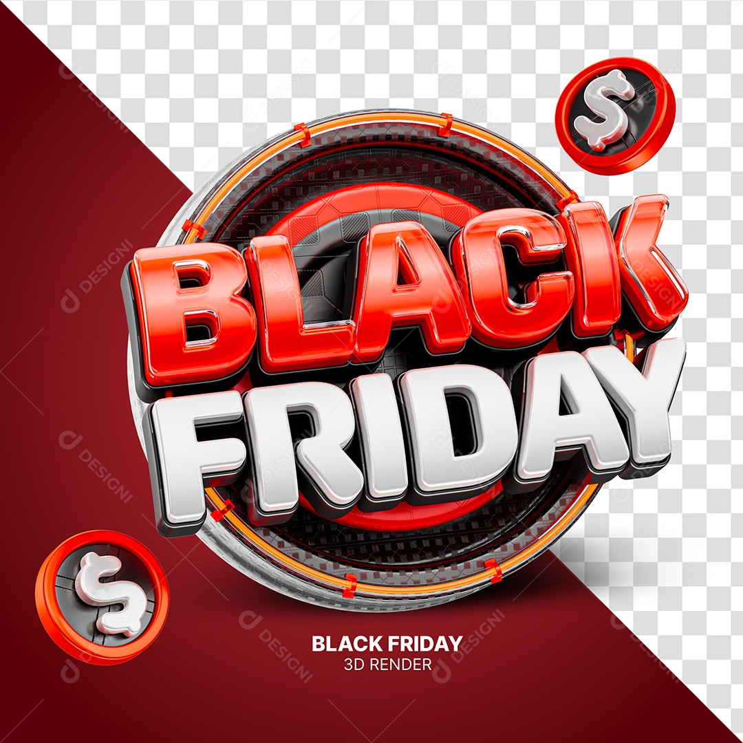 Black Friday Selo 3D para Composição PSD
