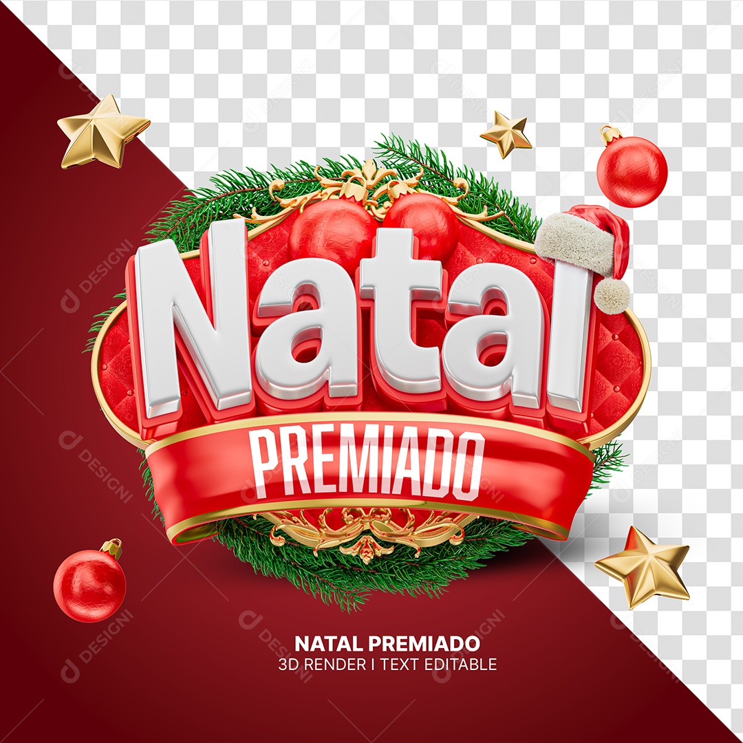 Natal Premiado Selo 3D para Composição PSD