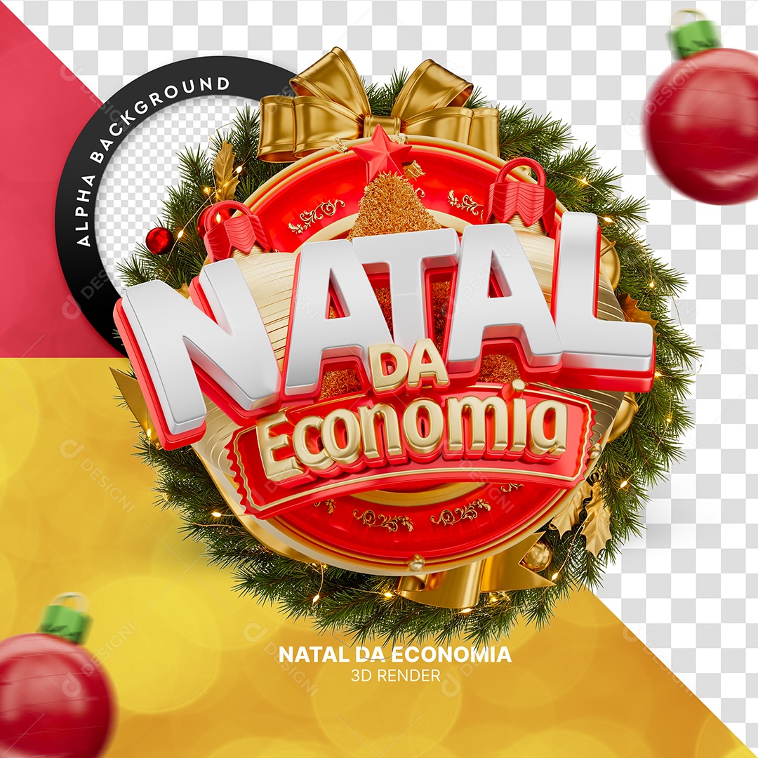 Natal da Economia Selo 3D para Composição PSD