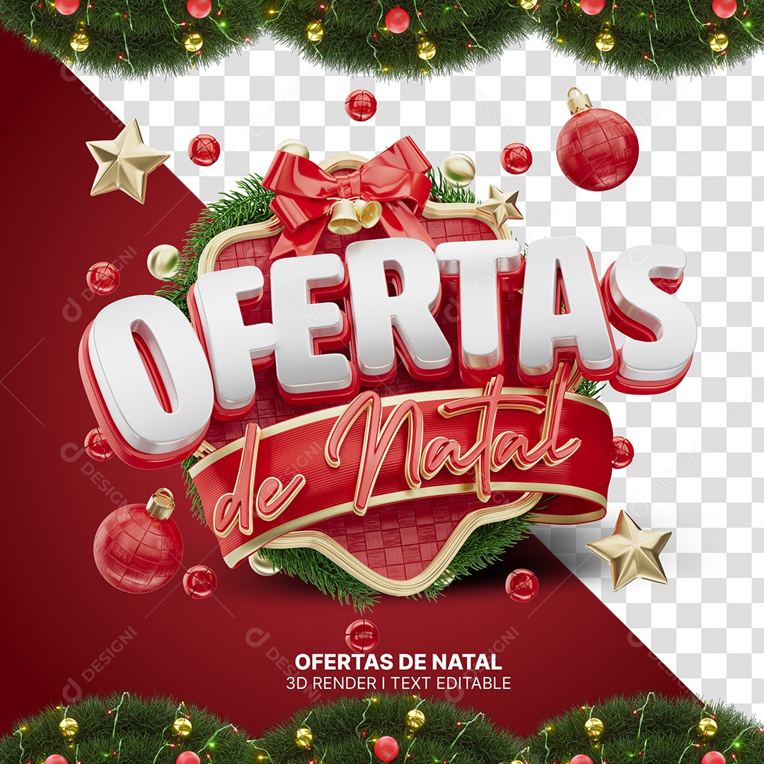 Ofertas de Natal Selo 3D para Composição PSD