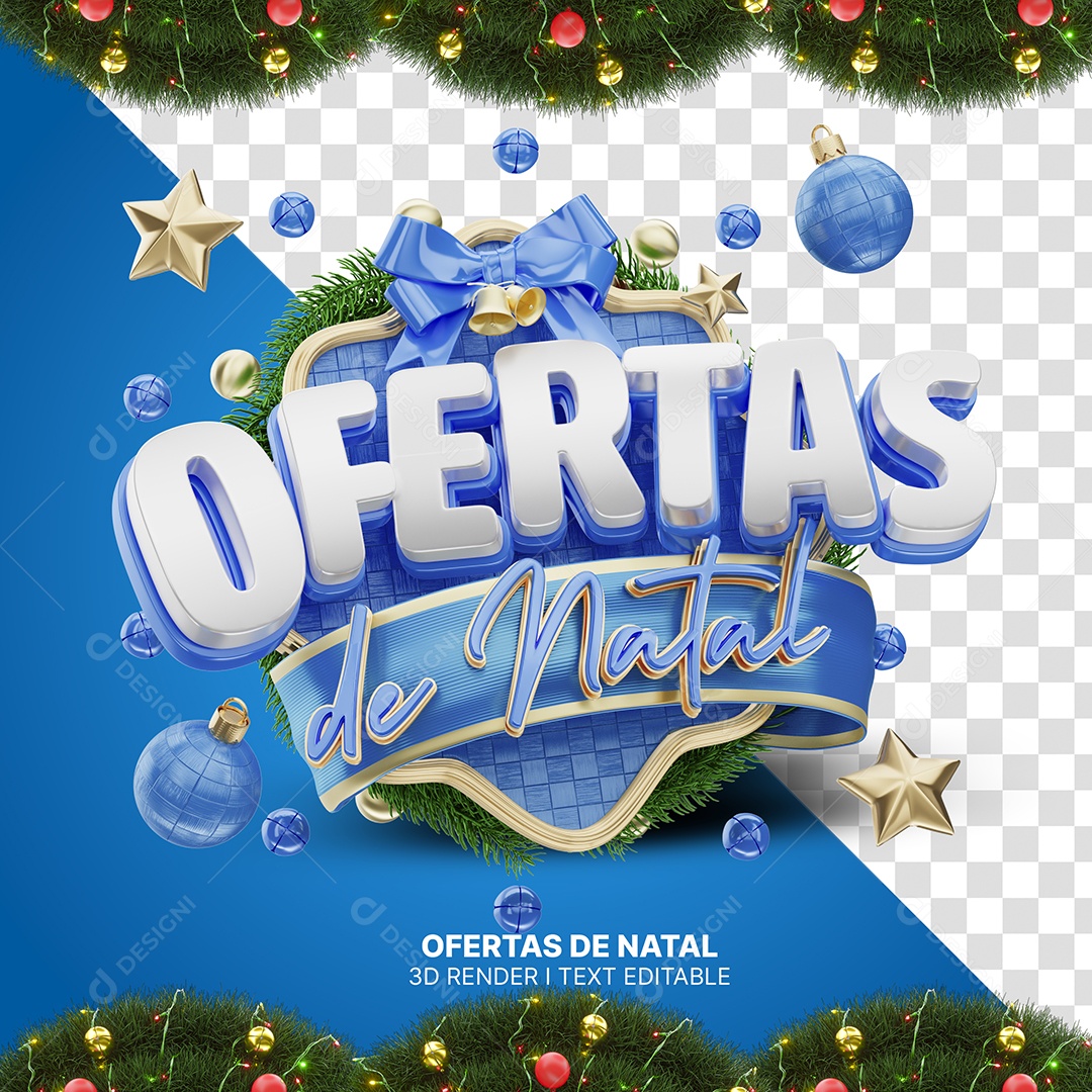 Ofertas de Natal Selo 3D para Composição PSD