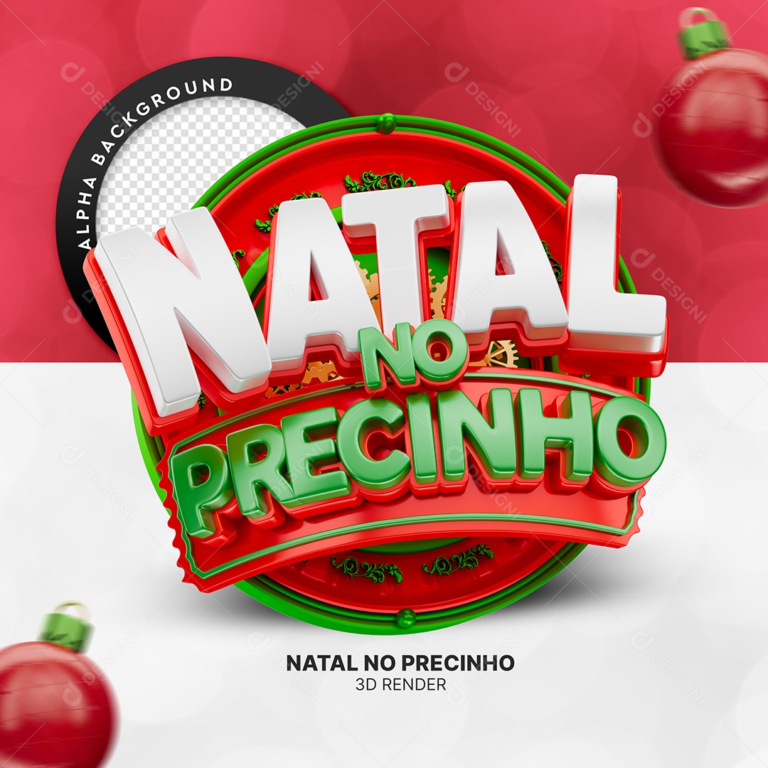 Natal no Precinho Selo 3D para Composição PSD