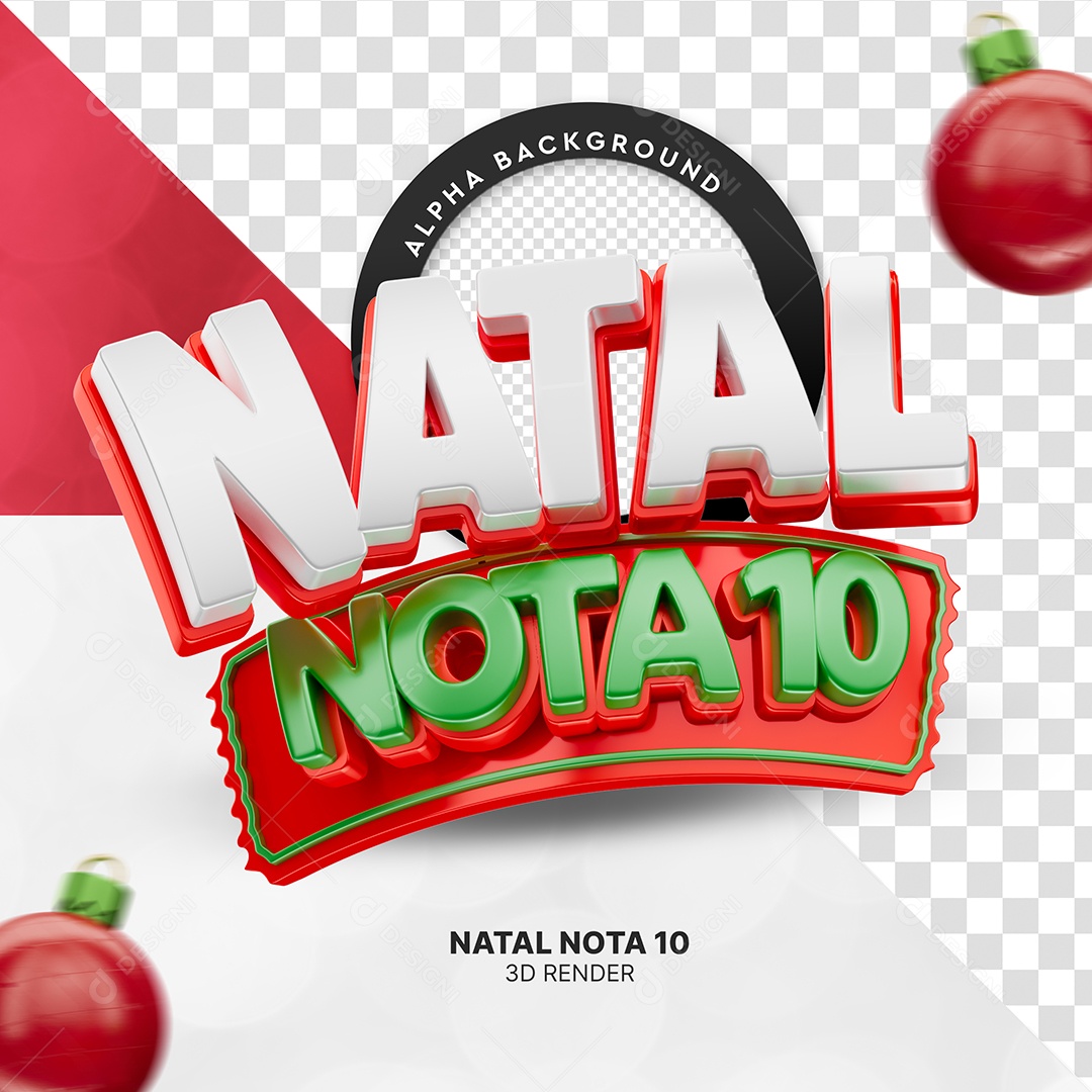 Natal Nota 10 Selo 3D para Composição PSD