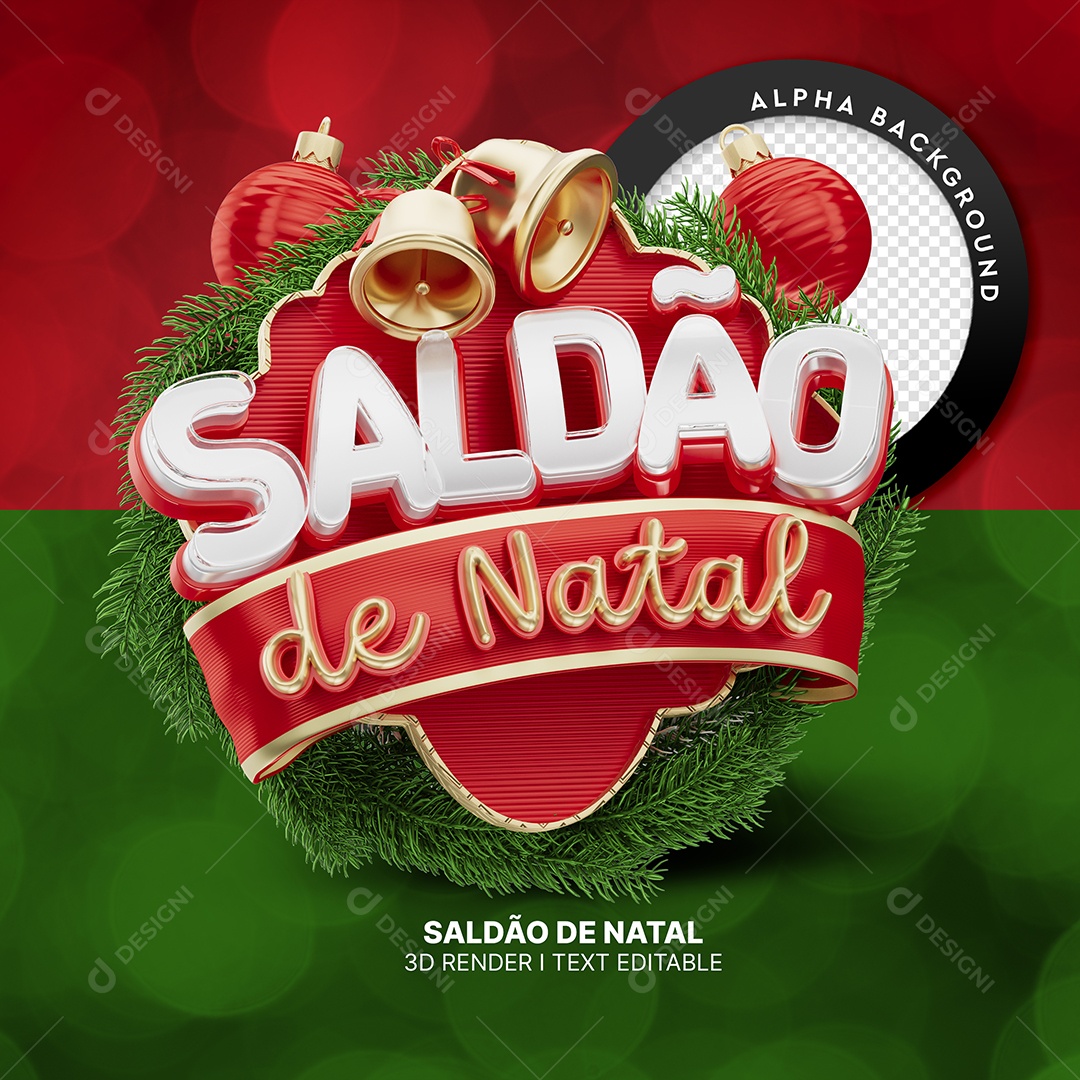 Saldão de Natal Selo 3D para Composição PSD
