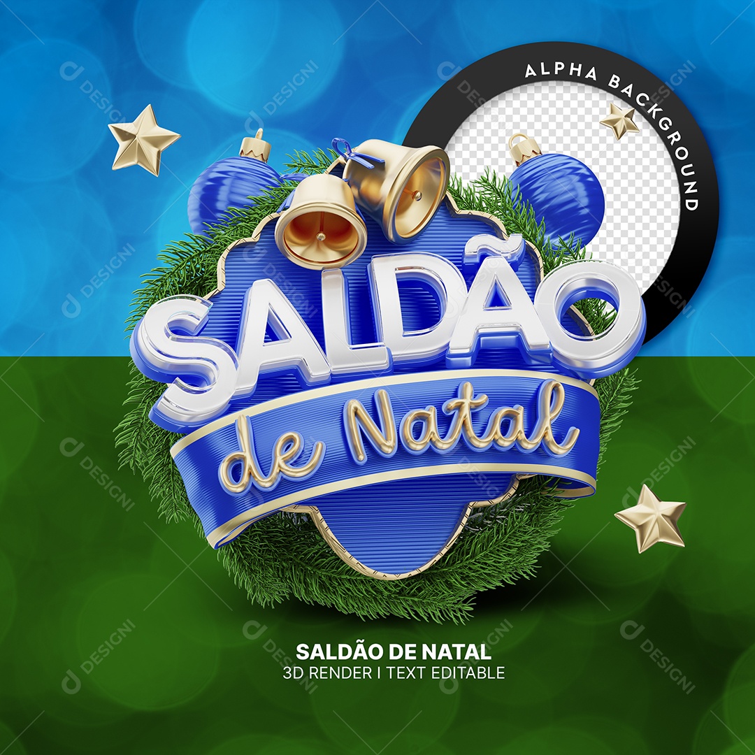 Saldão de Natal Selo 3D para Composição PSD