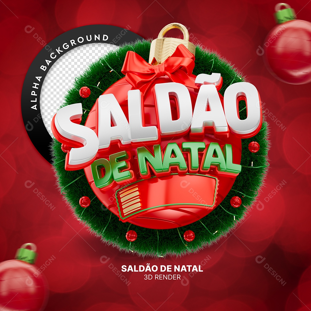 Saldão de Natal Selo 3D para Composição PSD