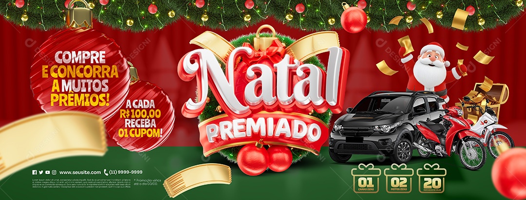 Banner Natal Premiado Concessionária Social Media PSD Editável