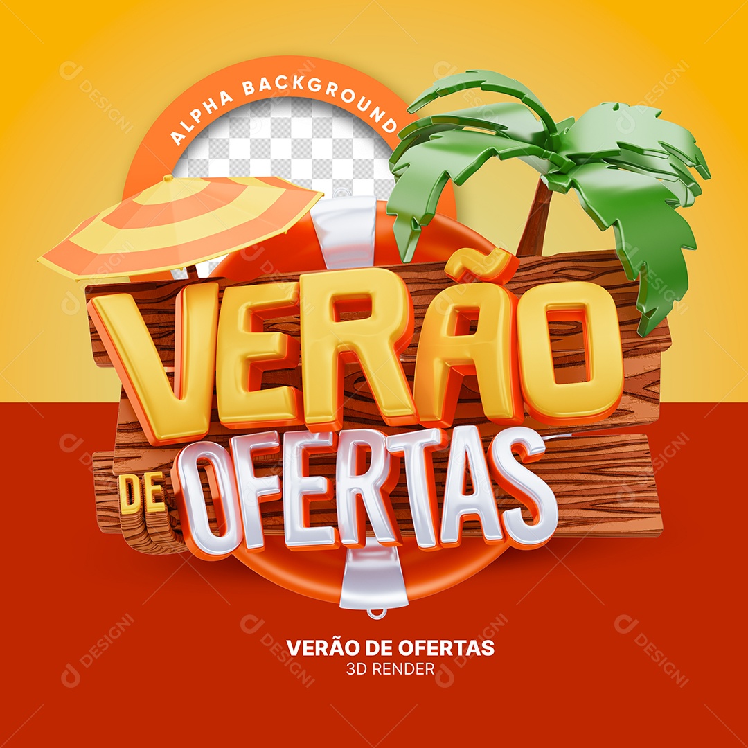 Verão de Ofertas Selo 3D para Composição PSD