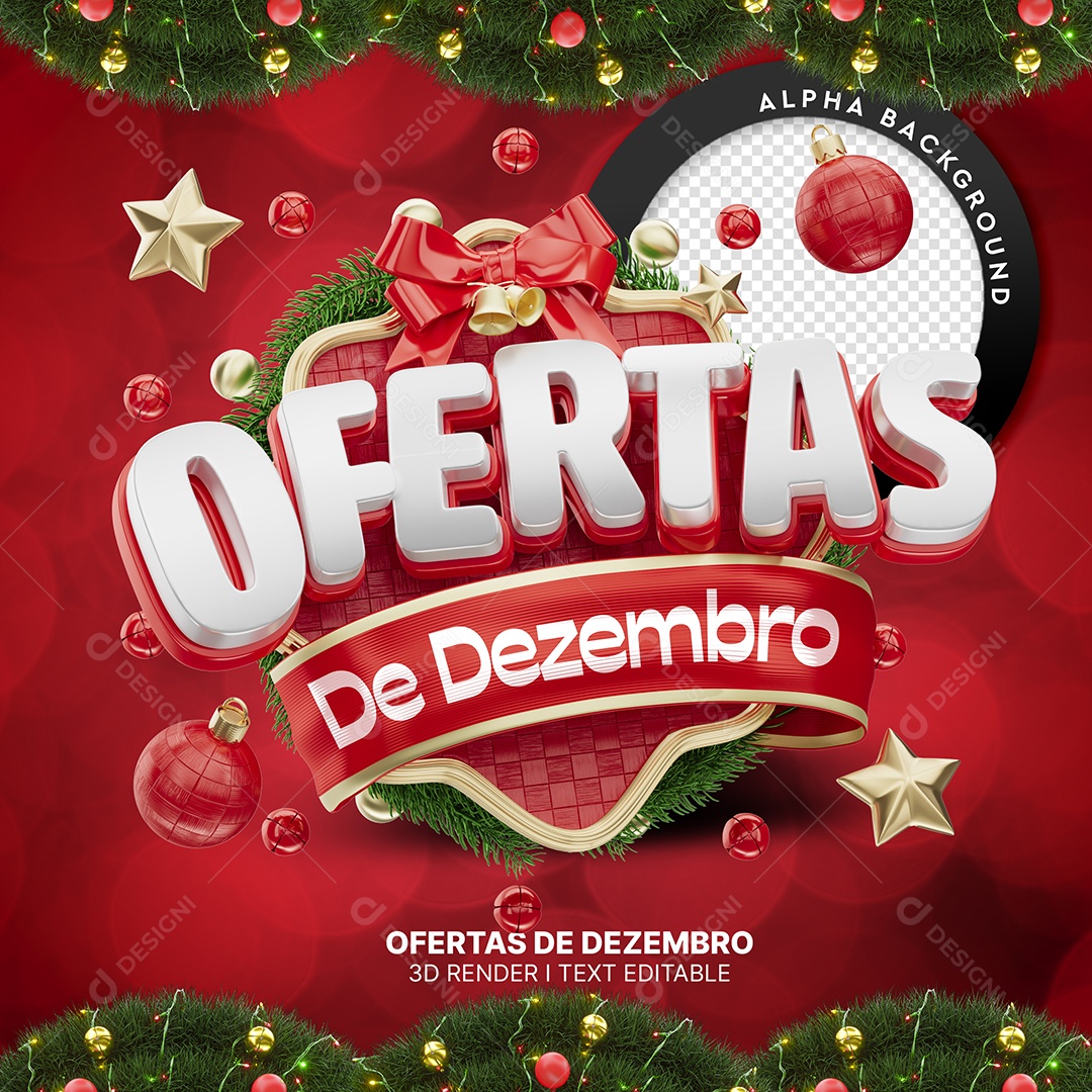 Ofertas de Dezembro Selo 3D para Composição PSD