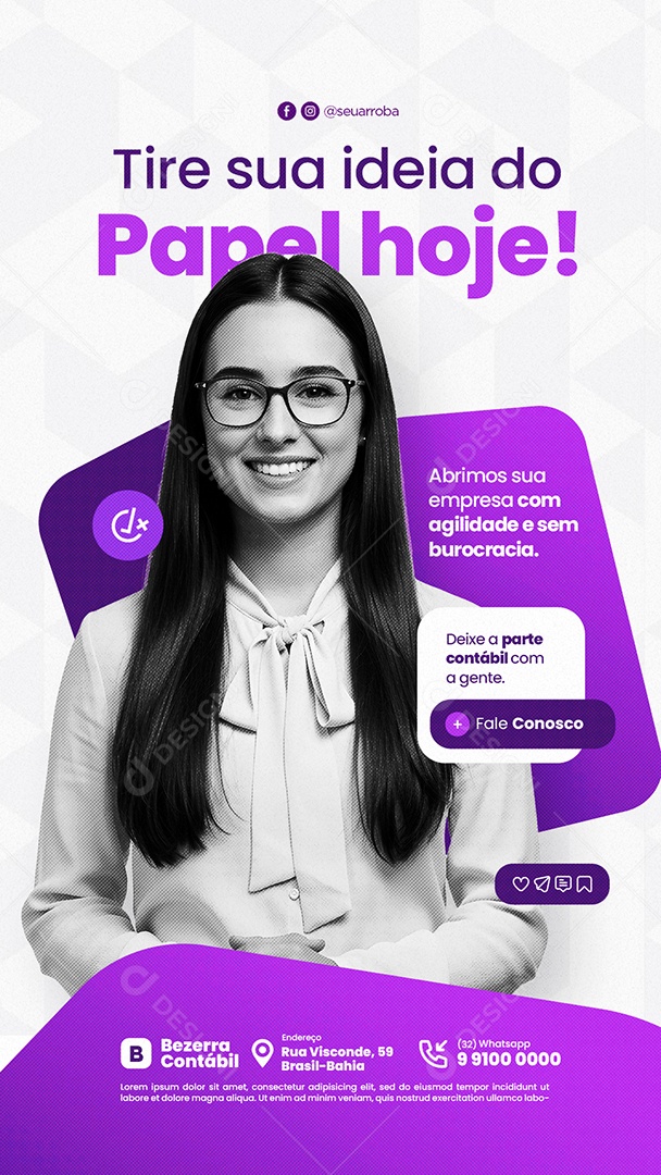 Story Contabilidade Tire sua Ideia do Papel Hoje Social Media PSD Editável