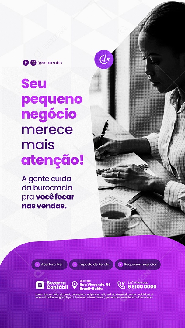 Story Contabilidade Seu Pequeno Negócio Merece Mais Atenção Social Media PSD Editável