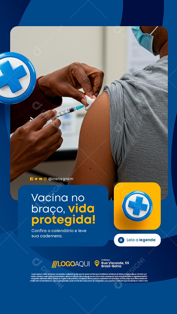 Story Prefeitura Vacina no Braço Vida Protegida Social Media PSD Editável