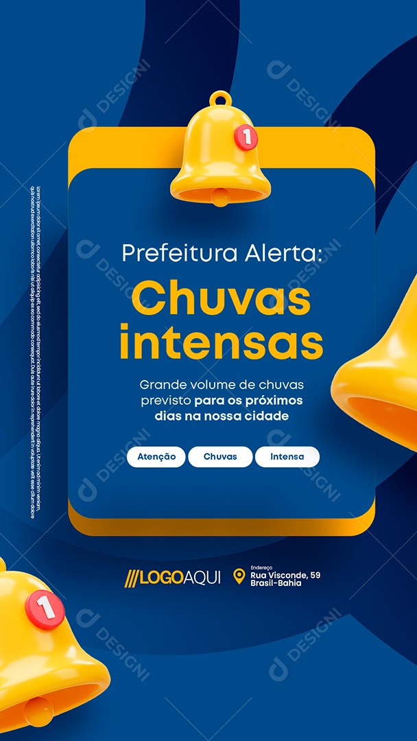 Story Prefeitura Alerta Chuvas Intensas Social Media PSD Editável