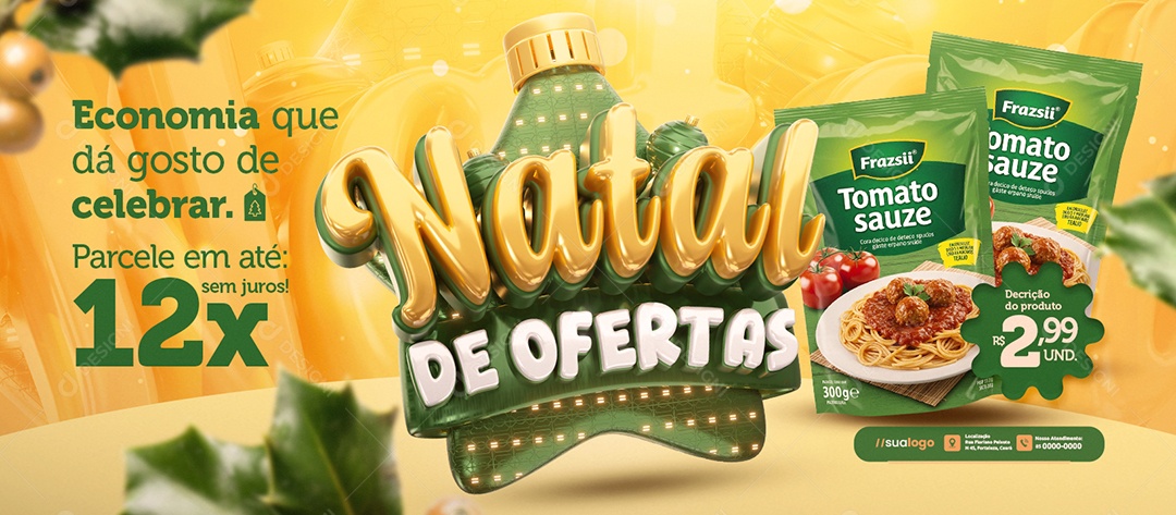 Banner Supermercado Natal de Ofertas Economia Social Media PSD Editável