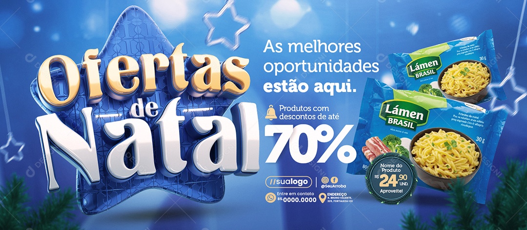 Banner Supermercado Ofertas de Natal As Melhores Oportunidades Social Media PSD Editável