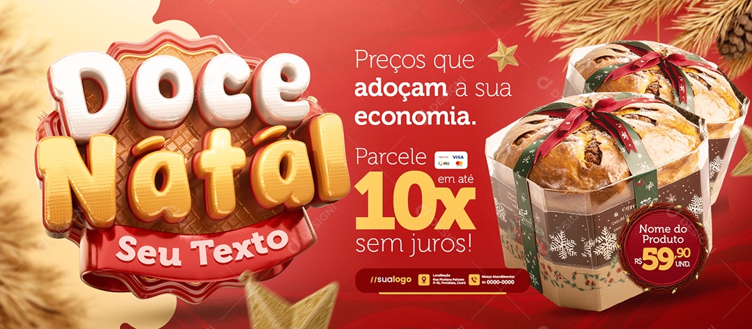 Banner Supermercado Doce Natal Preços Que Adoçam Social Media PSD Editável