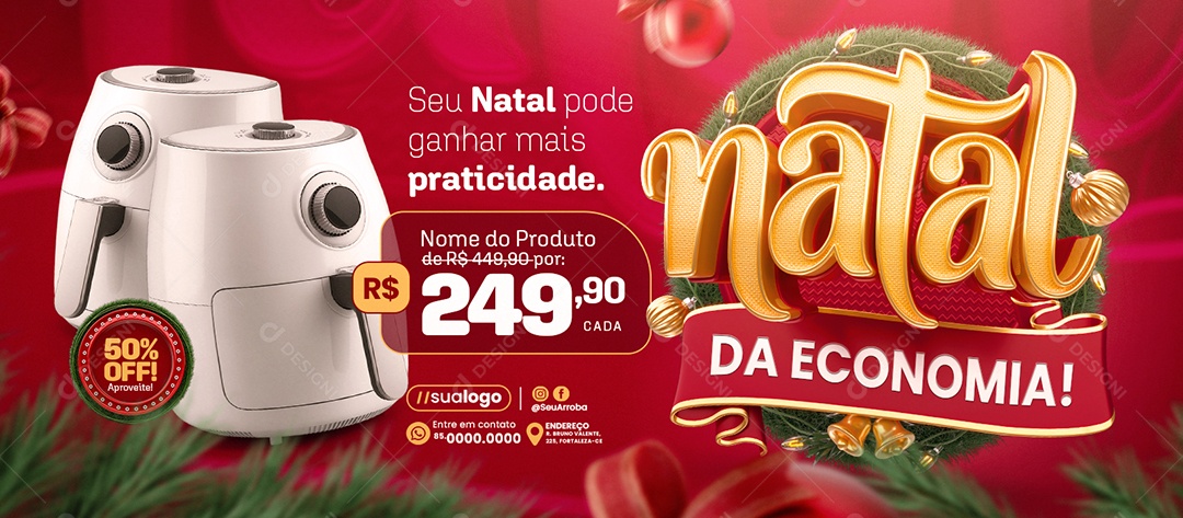 Banner Loja de Eletrodomésticos Natal da Economia Social Media PSD Editável