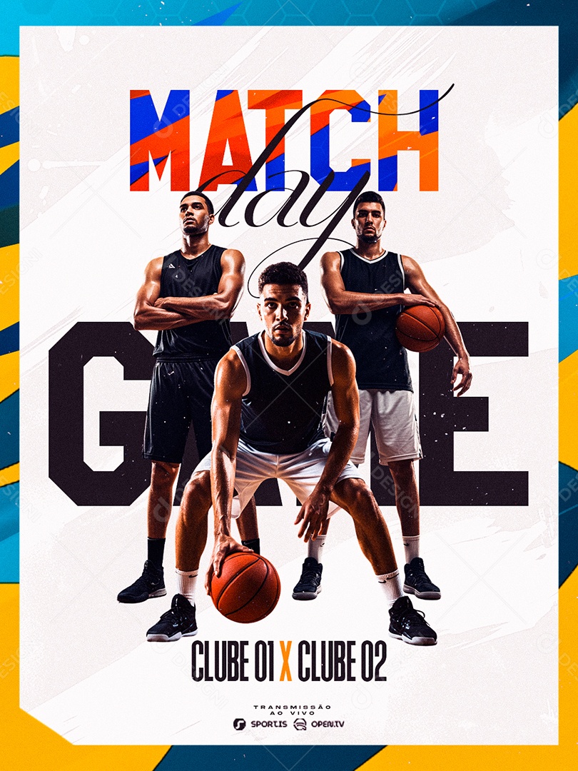 Campeonato de Basquete Match Day Social Media PSD Editável