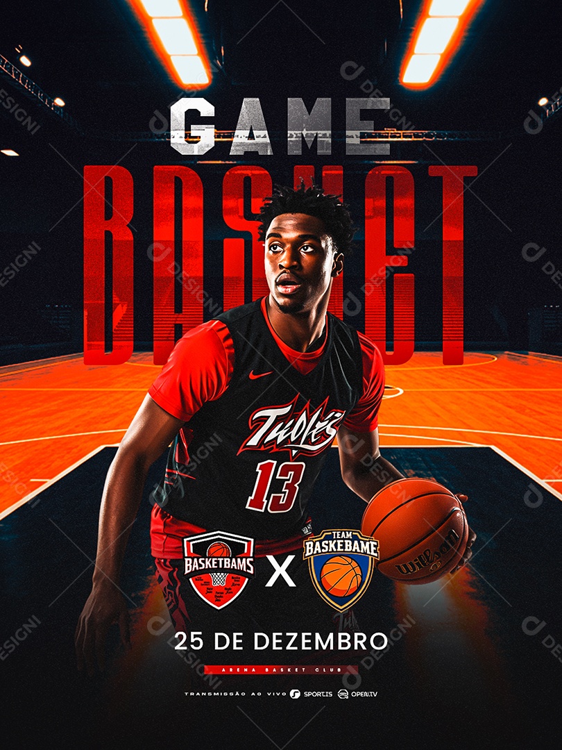 Campeonato de Basquete Game Basket Social Media PSD Editável