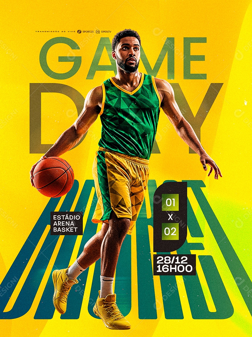 Campeonato de Basquete Game Day Social Media PSD Editável