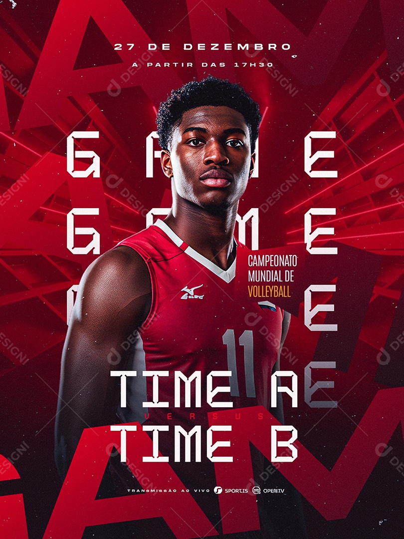 Campeonato Mundial de Volleyball Game Social Media PSD Editável
