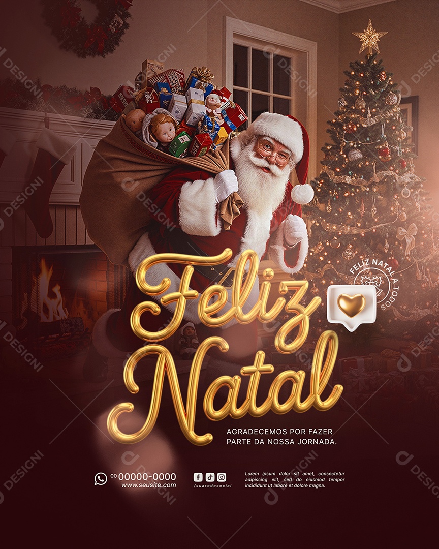 Feliz Natal 25 de Dezembro Social Media PSD Editável