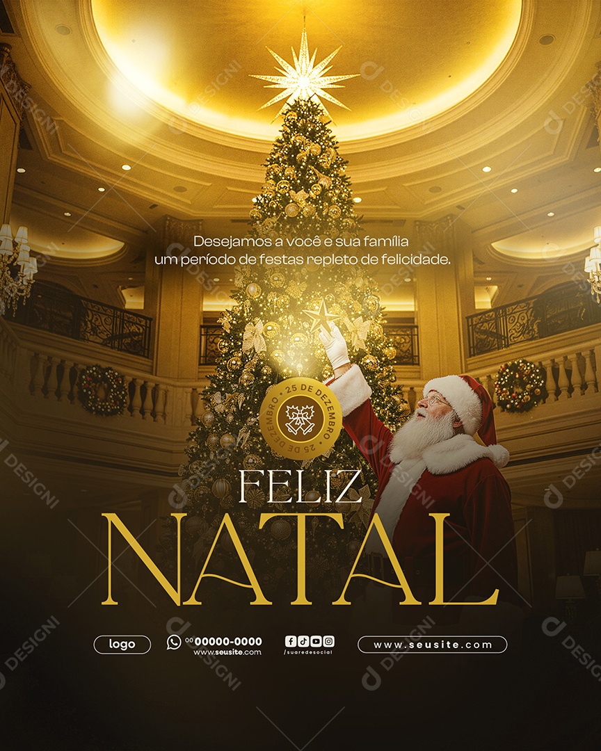 Feliz Natal 25 de Dezembro Social Media PSD Editável