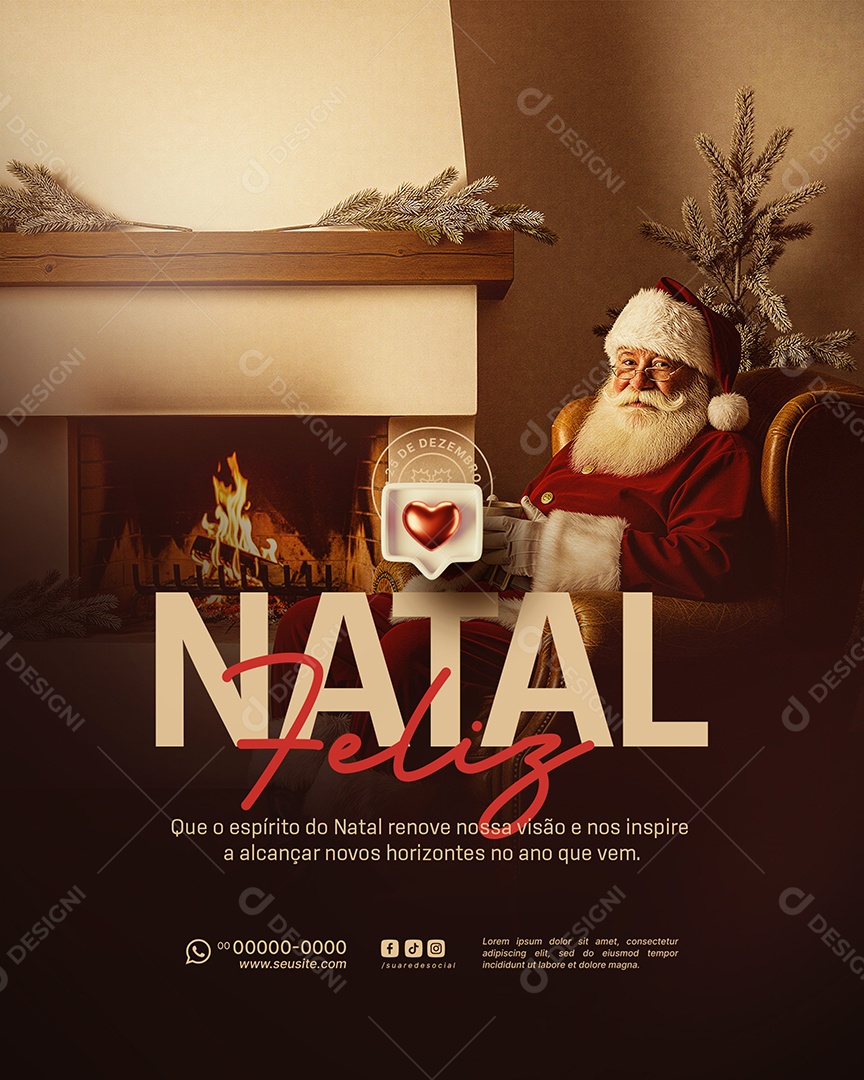 Feliz Natal 25 de Dezembro Social Media PSD Editável
