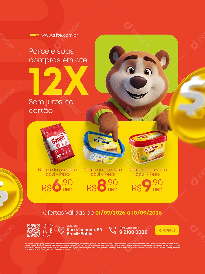Supermercado Parcele Suas Compras Social Media PSD Editável