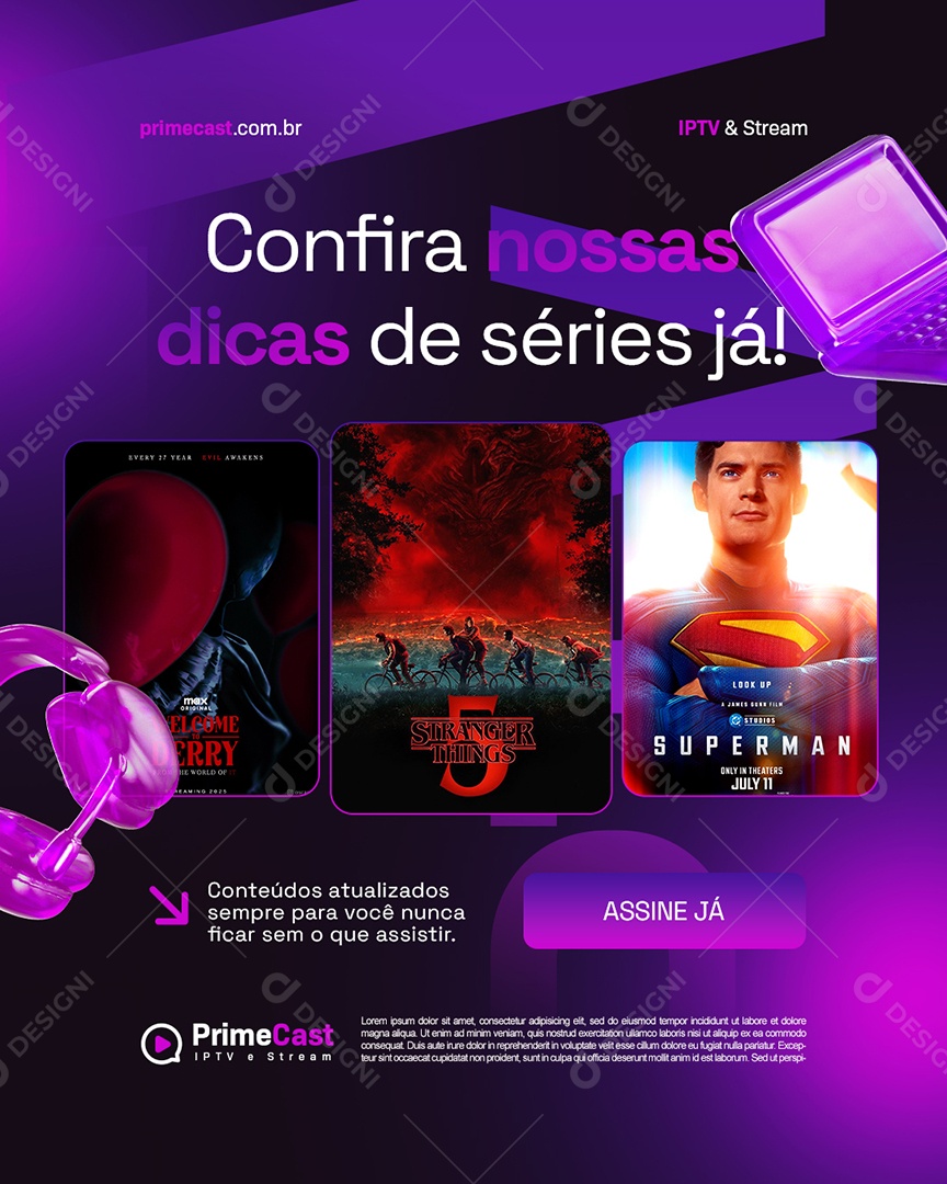 IPTV Confira Nossas Dicas de Séries Já Social Media PSD Editável