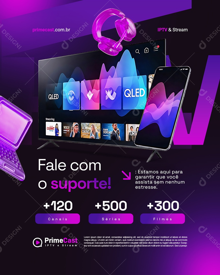 IPTV Fale com o Suporte Social Media PSD Editável