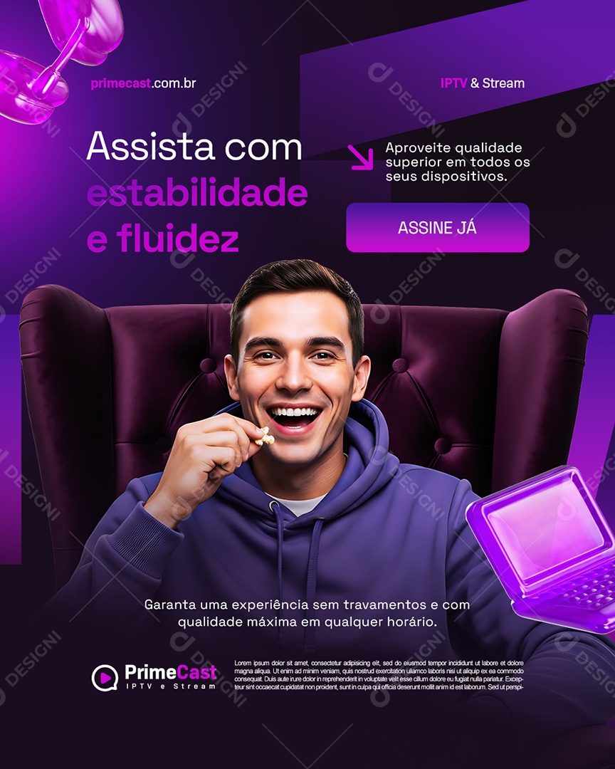 IPTV Assista com Estabilidade e Fluidez Social Media PSD Editável