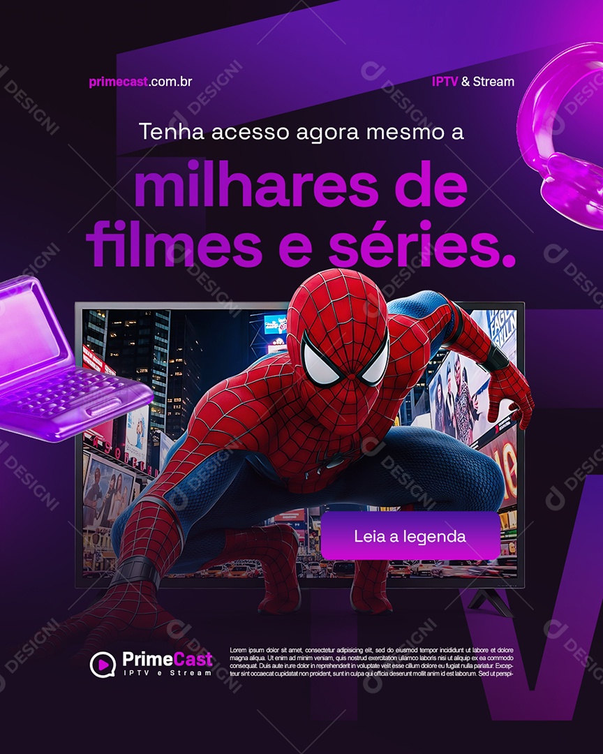 IPTV Tenha Acesso Agora mesmo Milhares de Filmes e Séries Social Media PSD Editável