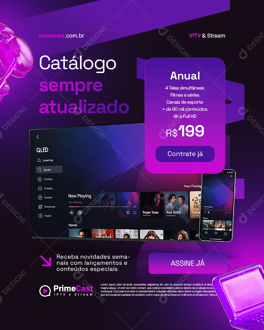 IPTV Cátalogo Sempre Atualizado Social Media PSD Editável
