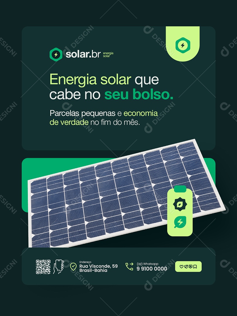 Energia Solar Que Cabe no Seu Bolso Social Media PSD Editável