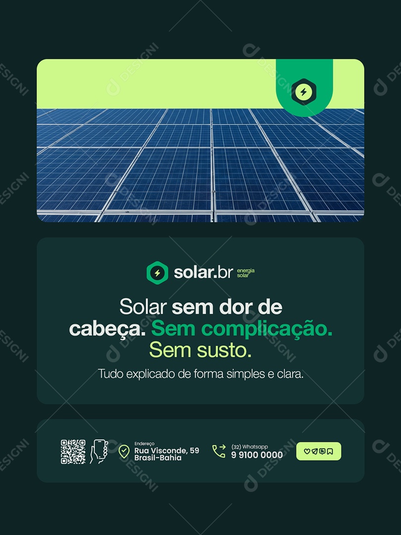 Energia Solar Sem Complicação Sem Susto Social Media PSD Editável
