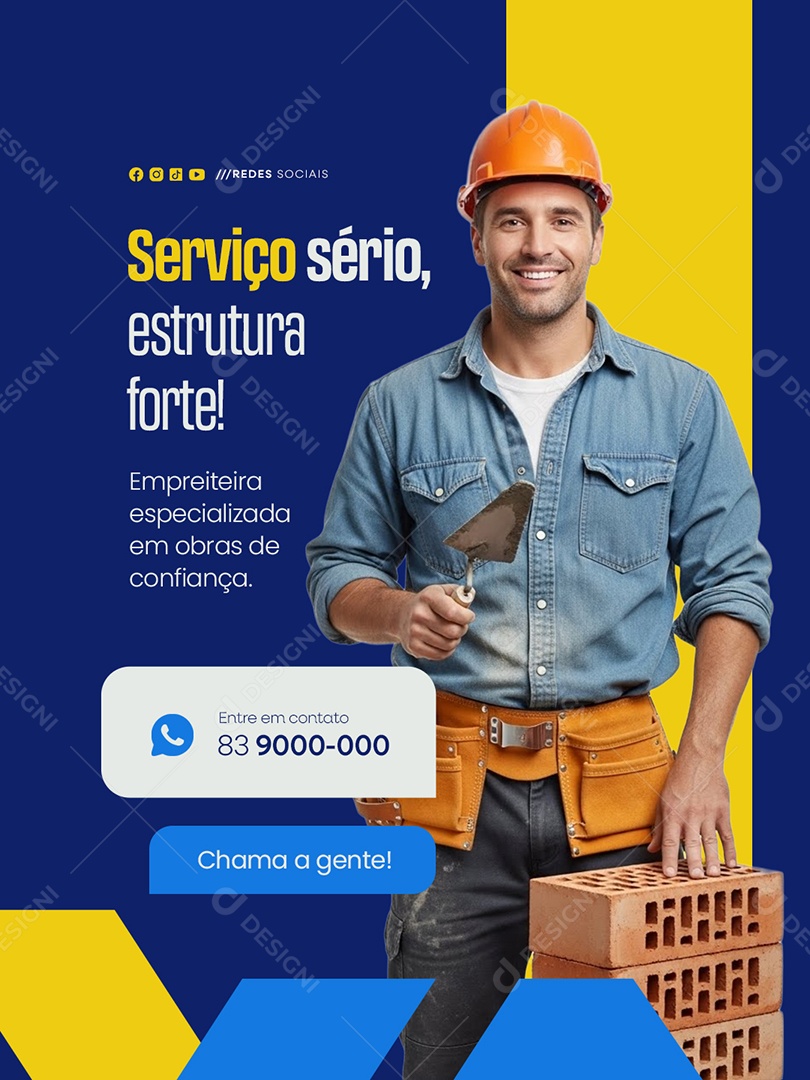 Empreenteira Serviço Sério Estrutura Forte Social Media PSD Editável