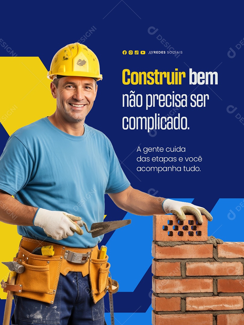 Empreenteira Construir Bem Não Precisa Ser Complicado Social Media PSD Editável