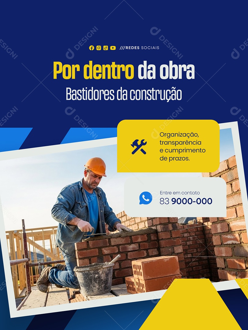 Empreenteira Por Dentro da Obra Bastidores da Construção Social Media PSD Editável