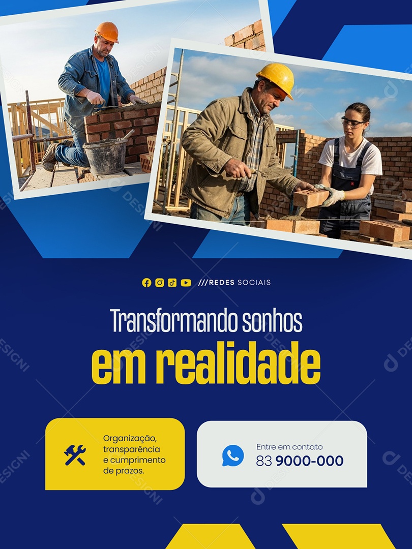 Empreenteira Transformando Sonhos em Realidade Social Media PSD Editável