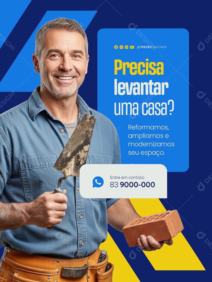 Empreenteira Precisa Levantar Uma Casa Social Media PSD Editável