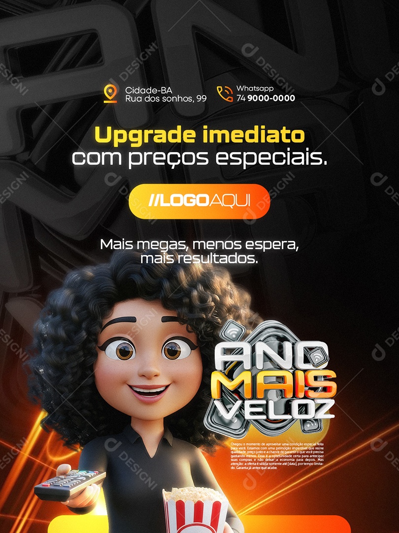 Internet Ano Mais Veloz Upgrade Imediato Social Media PSD Editável