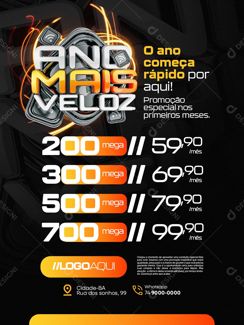 Internet Ano Mais Veloz o Ano Começa Rápido Social Media PSD Editável