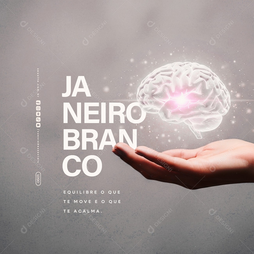 Janeiro Branco Equilibre o Que Te Move e o Que Te Acalma Social Media PSD Editável